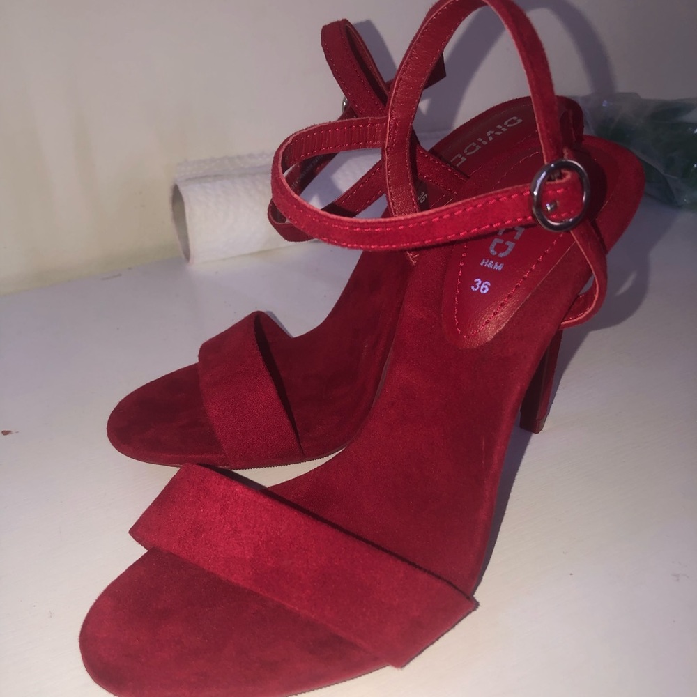 Red velvet high heels